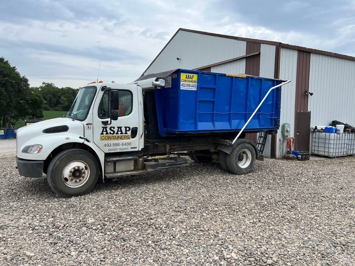 An ASAP Containers roll-off dumpster delivered to a home in Lincoln, NE